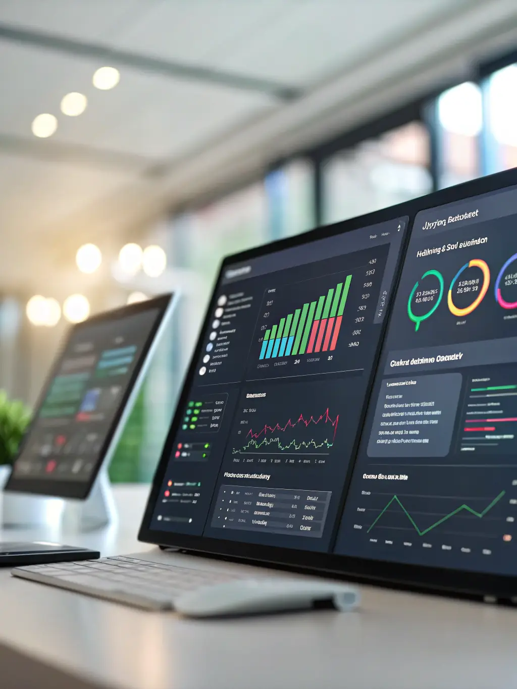 An intuitive dashboard interface of a CRM system showing customer data and analytics, representing Rmms One's CRM system creation service.